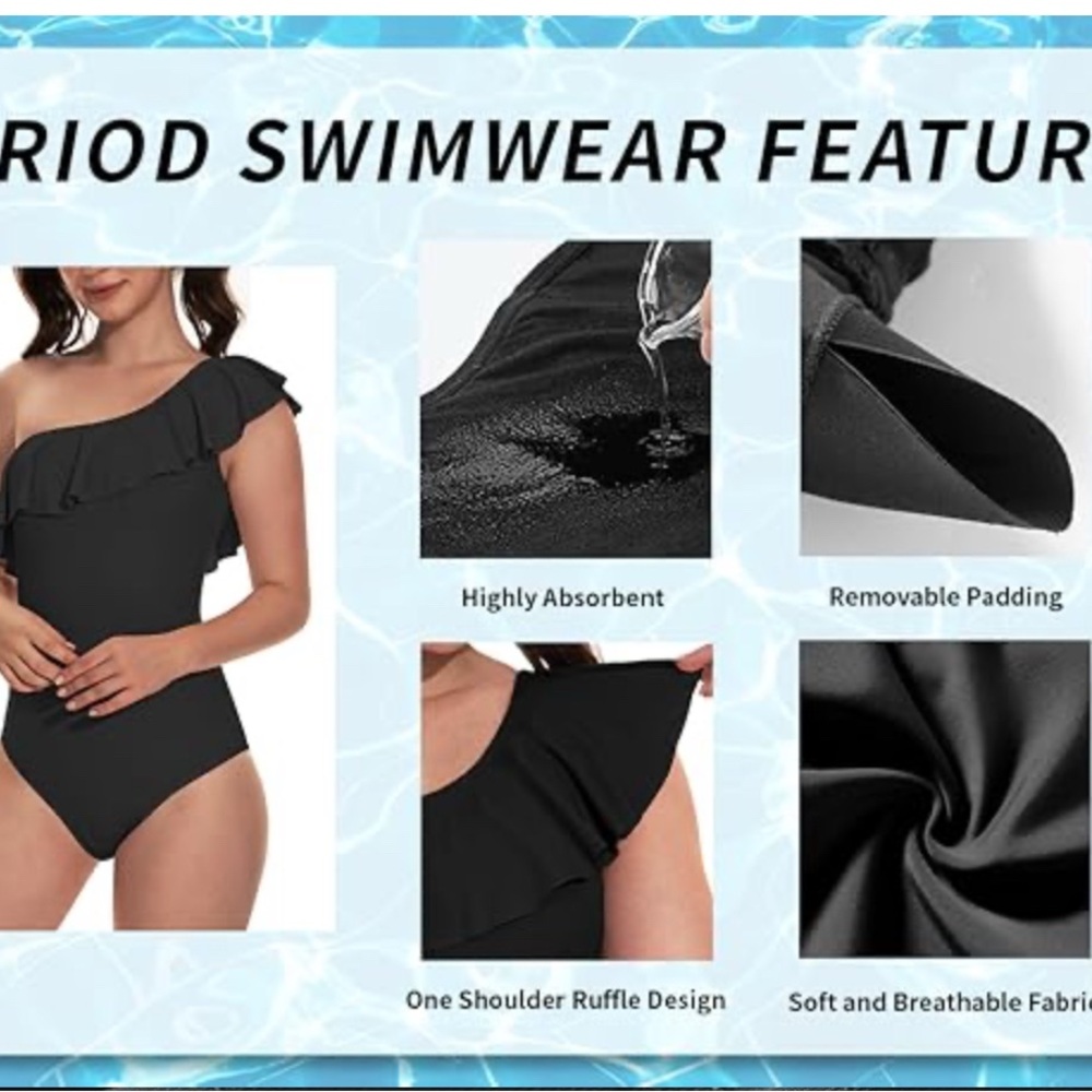 Beautikini Period Swimwear One Piece Menstrual Leakproof NWT